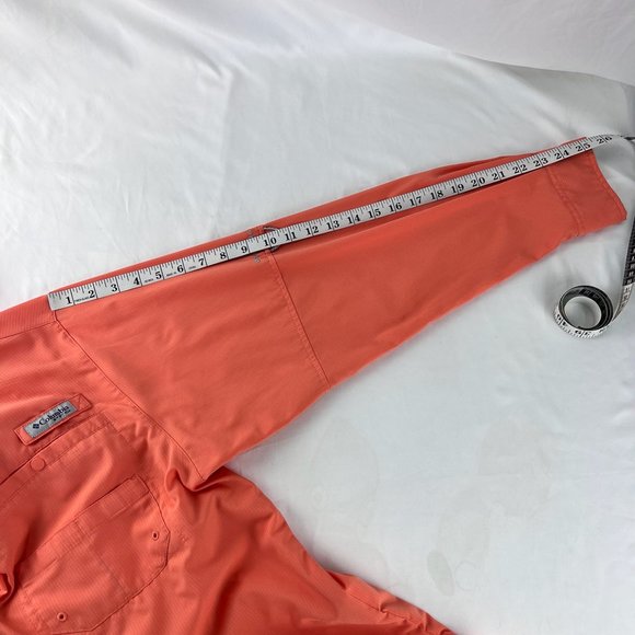 Columbia PFG Shirt Men L Orange Button Down Omni Shade Outdoors Fishing Camp - Picture 8 of 13